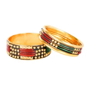 Yellow Chimes Trendy Contemporary Colorful 5 pcs One Set Gold Plated Traditional Bangles Set for Girls and Women