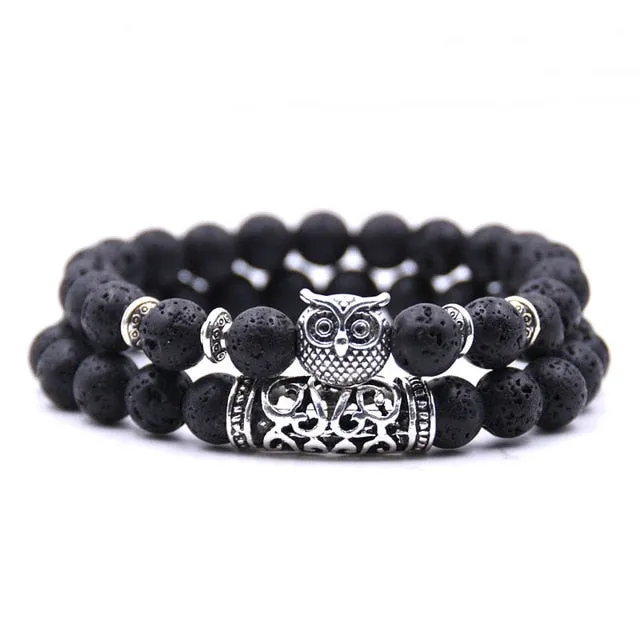 YIZIZAI Owl Bracelet Jewelry Stone Bracelets Men Women Pulseira Masculina Feminina Bileklik Pulseras Mujer Bijoux Armband set