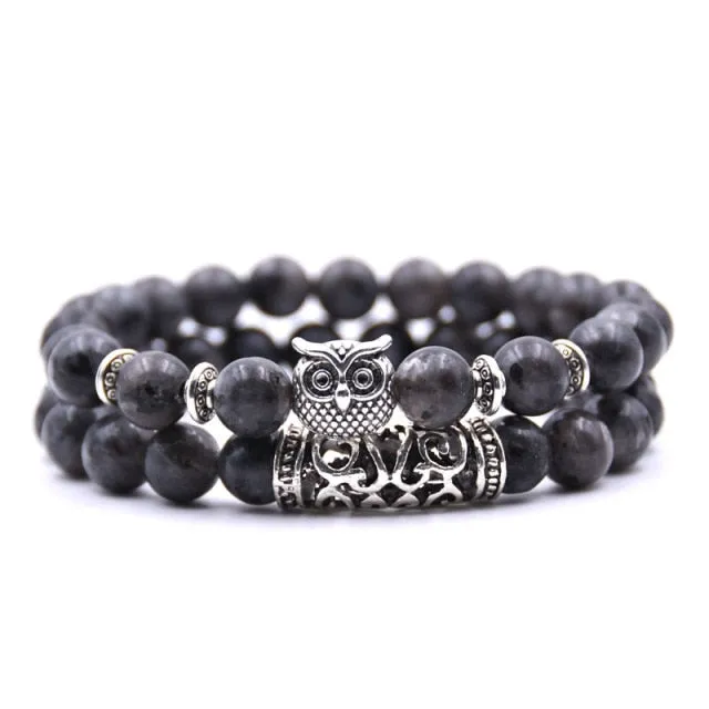 YIZIZAI Owl Bracelet Jewelry Stone Bracelets Men Women Pulseira Masculina Feminina Bileklik Pulseras Mujer Bijoux Armband set