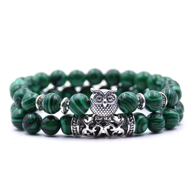 YIZIZAI Owl Bracelet Jewelry Stone Bracelets Men Women Pulseira Masculina Feminina Bileklik Pulseras Mujer Bijoux Armband set