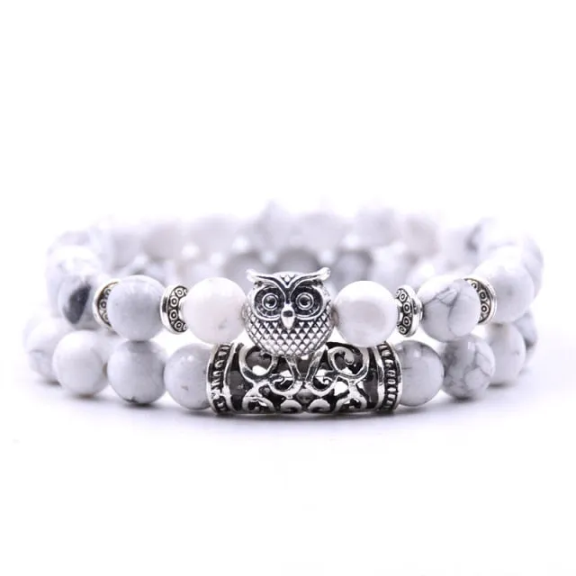 YIZIZAI Owl Bracelet Jewelry Stone Bracelets Men Women Pulseira Masculina Feminina Bileklik Pulseras Mujer Bijoux Armband set